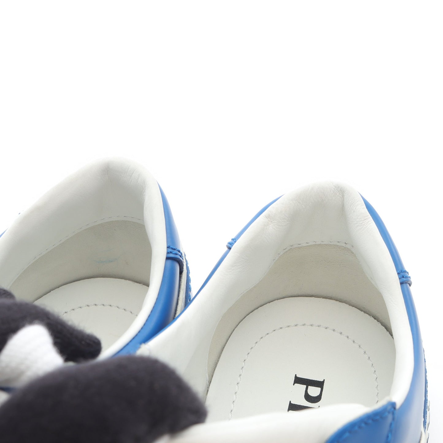 ダウンタウン スニーカー レザー ホワイト ブルー プラダ シューズ PRADA