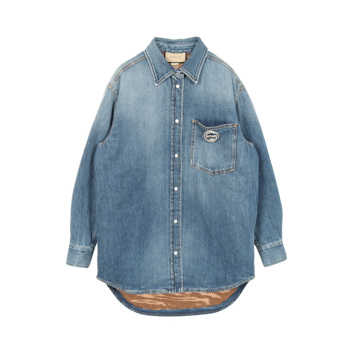 WASHED ORGANIC DENIM SHIRT デニムジャケット コットン インディゴブルー グッチ アウター GUCCI