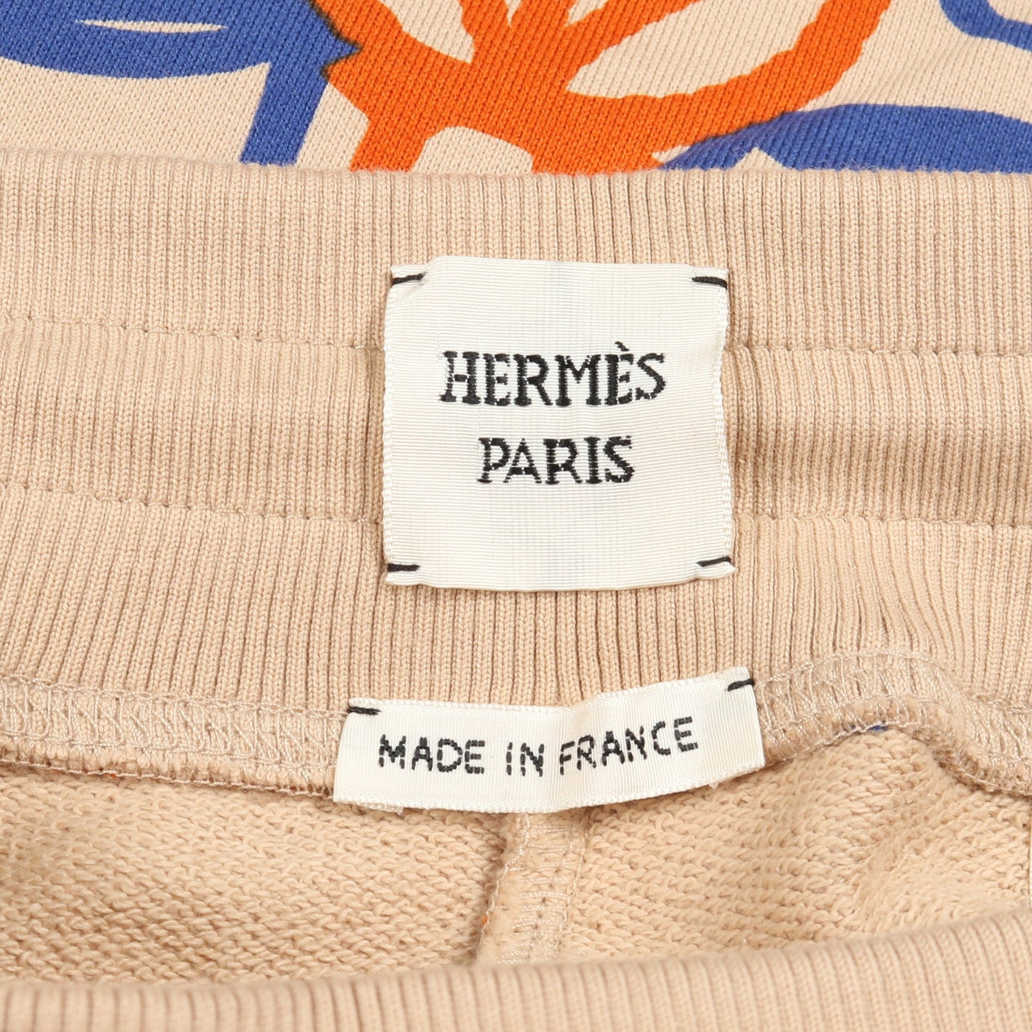 Fantaisie d’Etriers ジョガーパンツ スウェットパンツ コットン ベージュ オレンジ ブルー エルメス ボトムス HERMES