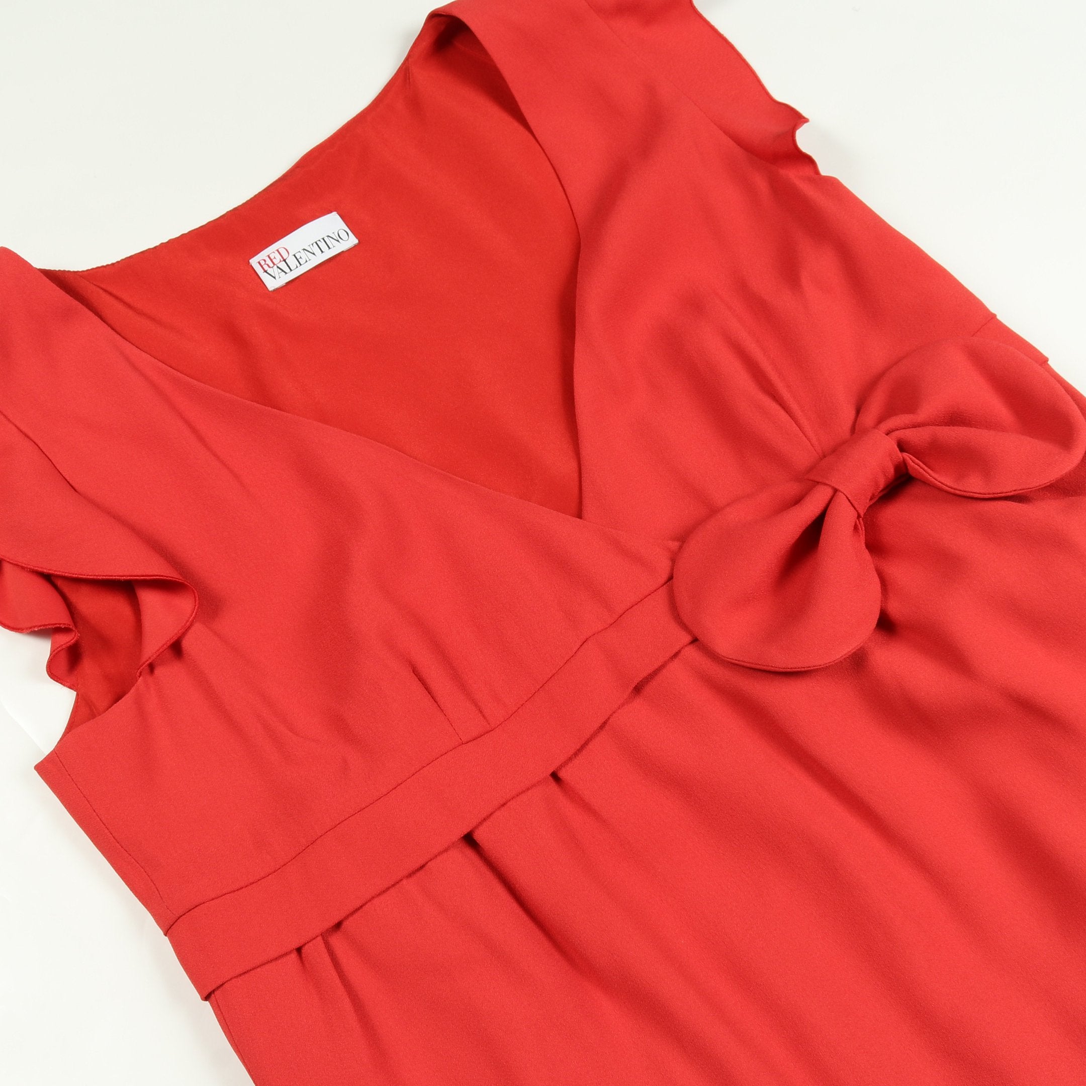 Red Valentinoワンピース ワンピース ノースリーブ リボン フリル レッド レッドヴァレンティノ
