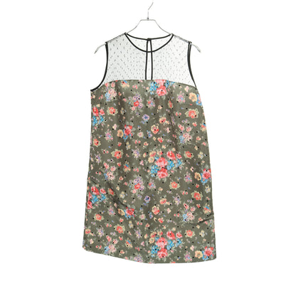 ワンピース ノースリーブ レース 花柄 ドット カーキグリーン ブラック マルチカラー 切替 レッドヴァレンティノ ワンピース RED VALENTINO