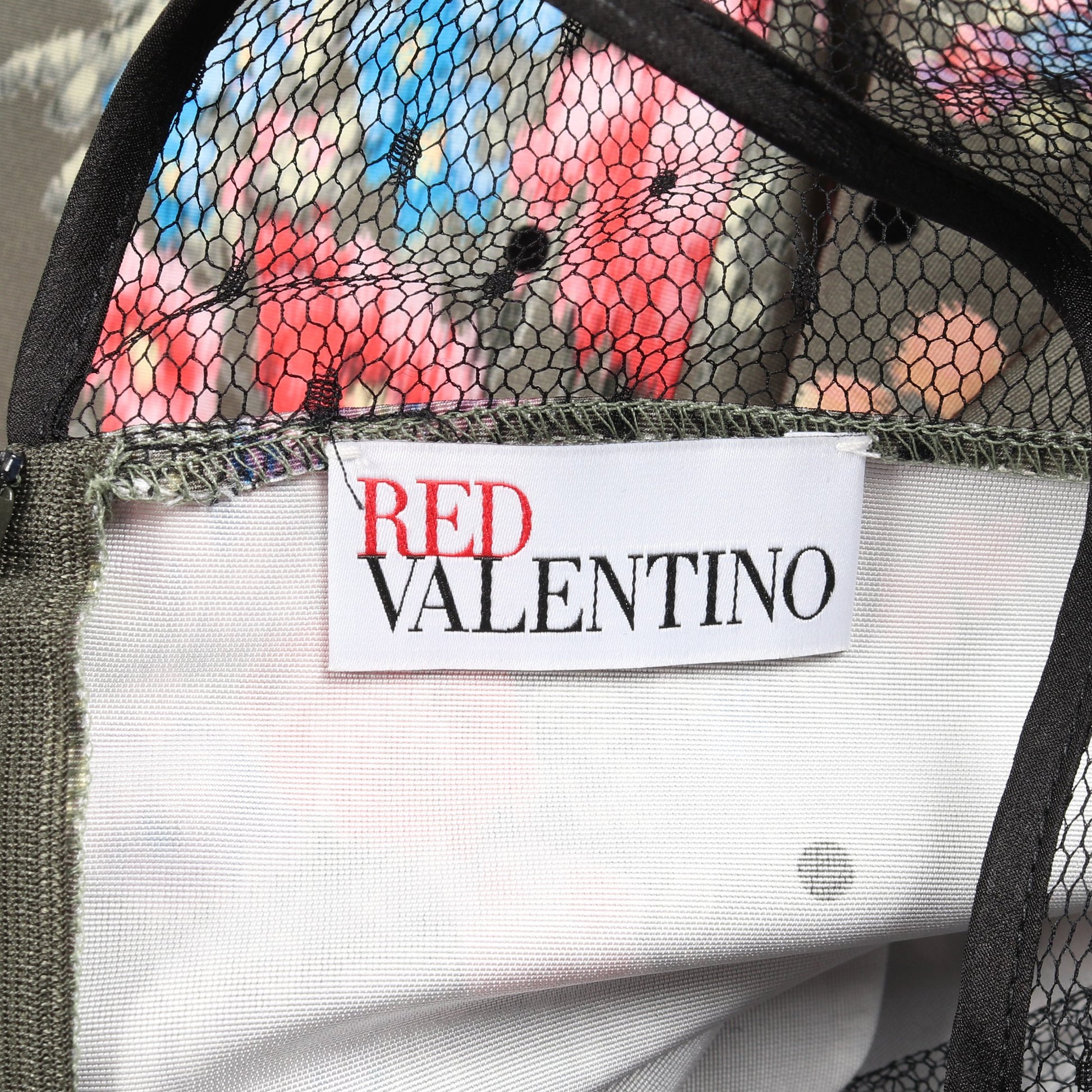 ワンピース ノースリーブ レース 花柄 ドット カーキグリーン ブラック マルチカラー 切替 レッドヴァレンティノ ワンピース RED VALENTINO