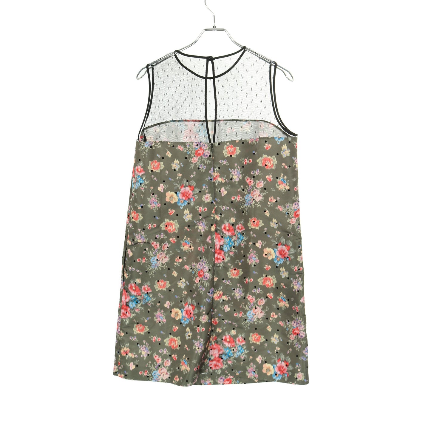 ワンピース ノースリーブ レース 花柄 ドット カーキグリーン ブラック マルチカラー 切替 レッドヴァレンティノ ワンピース RED VALENTINO