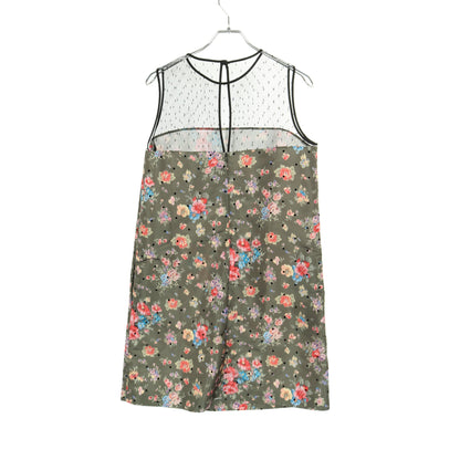 ワンピース ノースリーブ レース 花柄 ドット カーキグリーン ブラック マルチカラー 切替 レッドヴァレンティノ ワンピース RED VALENTINO