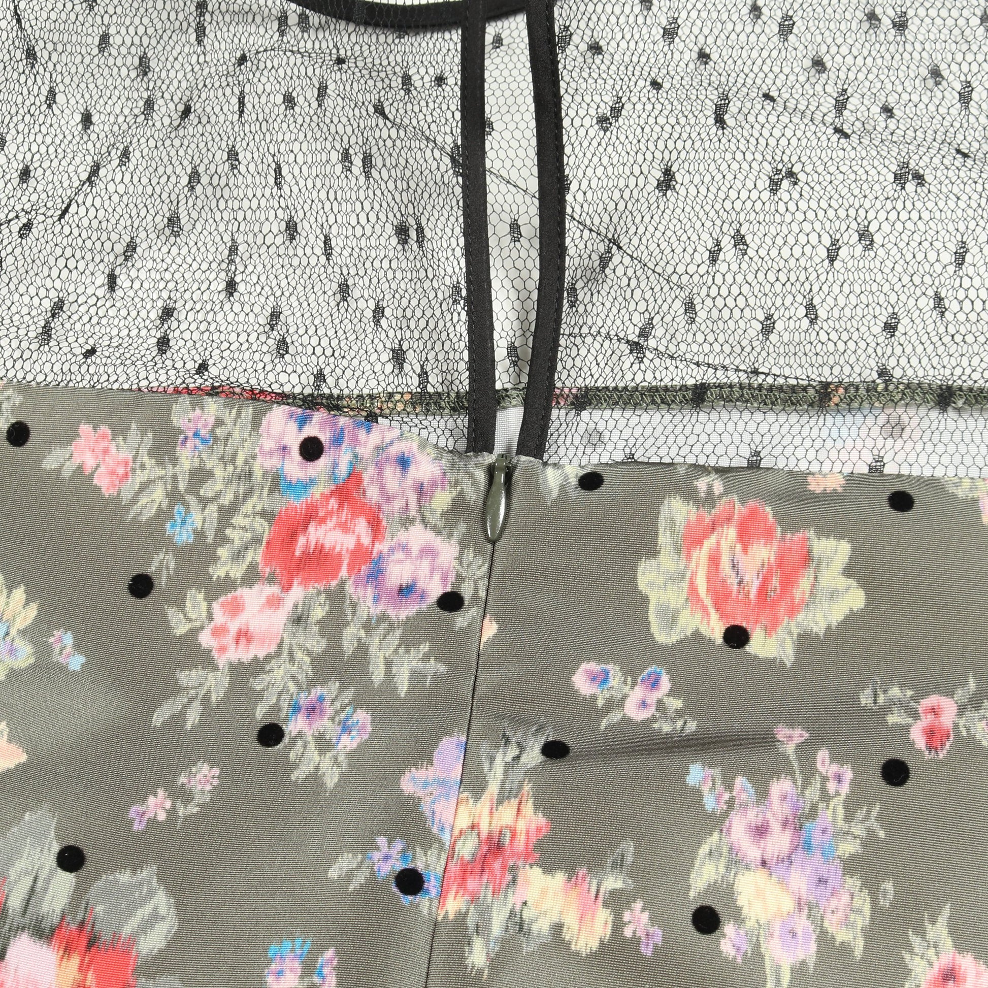 ワンピース ノースリーブ レース 花柄 ドット カーキグリーン ブラック マルチカラー 切替 レッドヴァレンティノ ワンピース RED VALENTINO