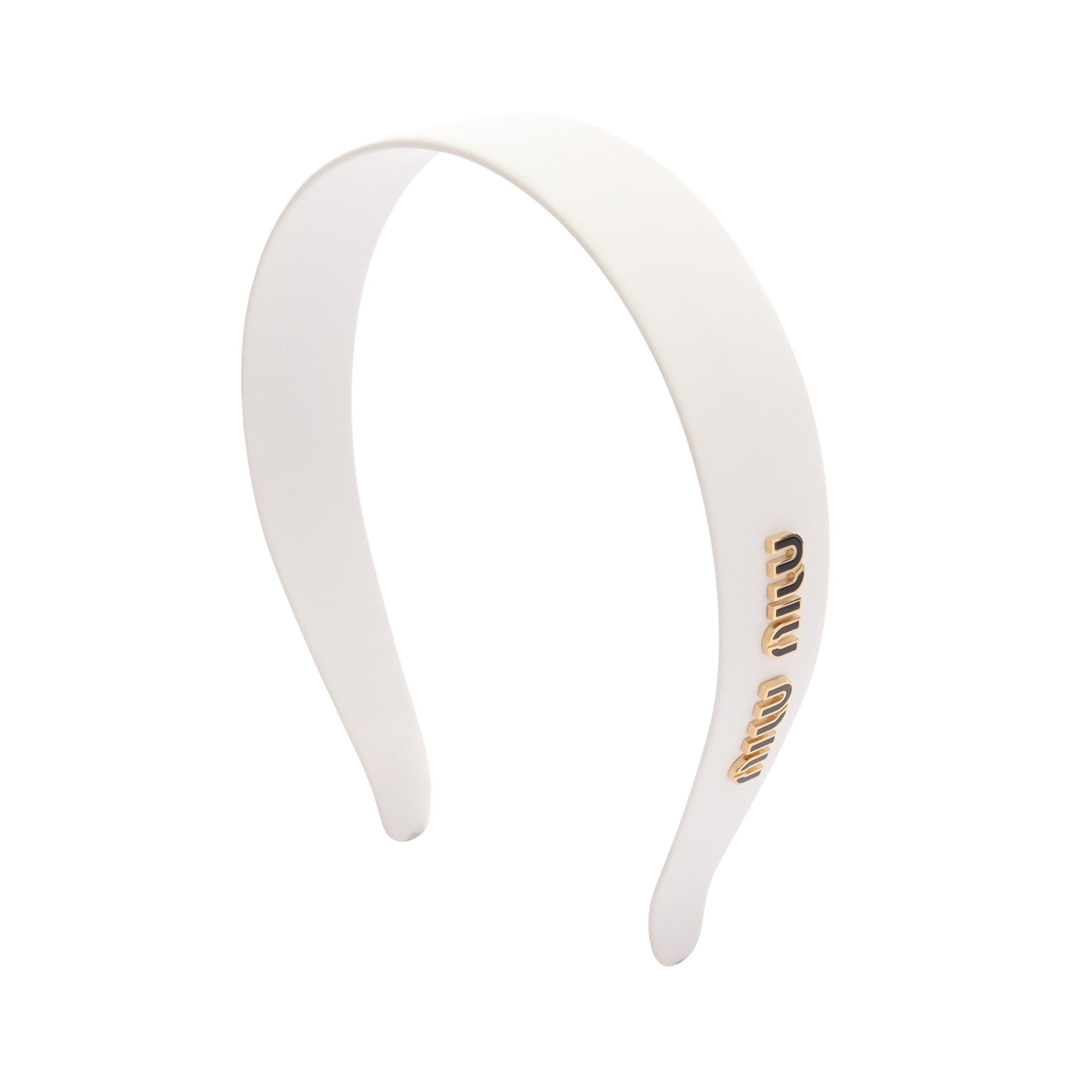 MIU MIU ホワイト カチューシャ カチューシャ ホワイト ロゴ ミュウ