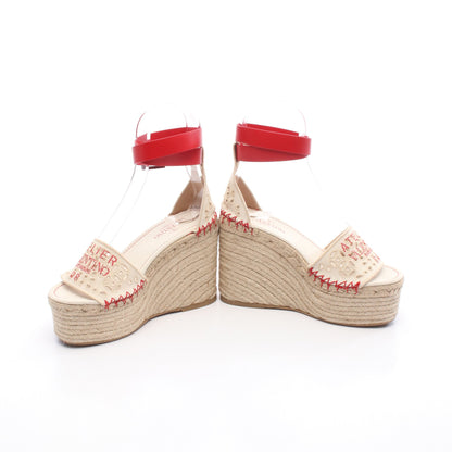 ATELIER エスパドリーユ サンダル キャンバス レザー ベージュ レッド ヴァレンティノガラヴァーニ シューズ VALENTINO GARAVANI