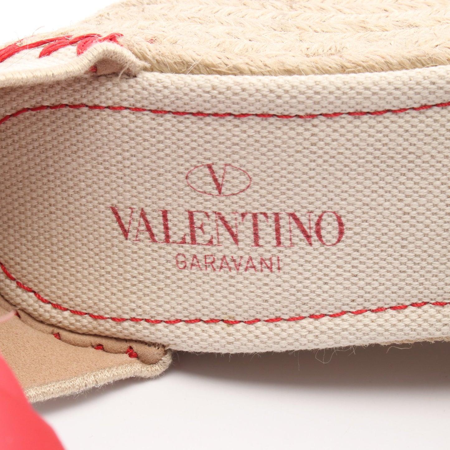 ATELIER エスパドリーユ サンダル キャンバス レザー ベージュ レッド ヴァレンティノガラヴァーニ シューズ VALENTINO GARAVANI