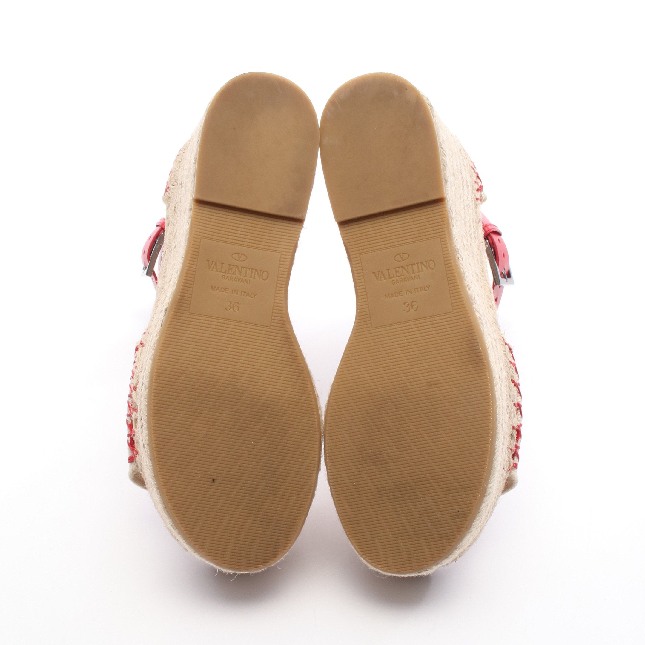 ATELIER エスパドリーユ サンダル キャンバス レザー ベージュ レッド