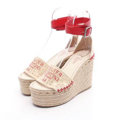 ATELIER エスパドリーユ サンダル キャンバス レザー ベージュ レッド ヴァレンティノガラヴァーニ シューズ VALENTINO GARAVANI