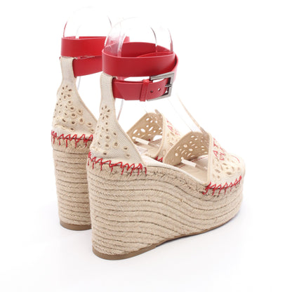 ATELIER エスパドリーユ サンダル キャンバス レザー ベージュ レッド ヴァレンティノガラヴァーニ シューズ VALENTINO GARAVANI