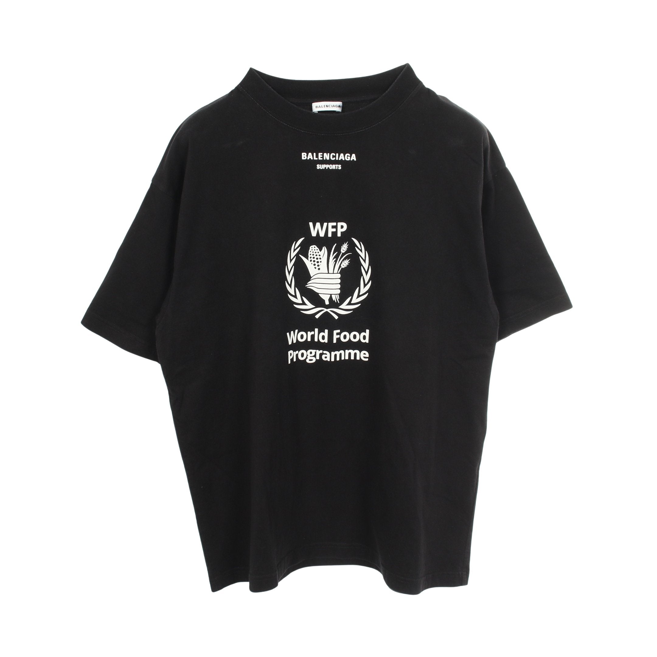 BALENCIAGA × WFP 半袖Tシャツ クルーネック コットン ブラック BALENCIAGA × WFP 半袖Tシャツ クルーネック コットン ブラック