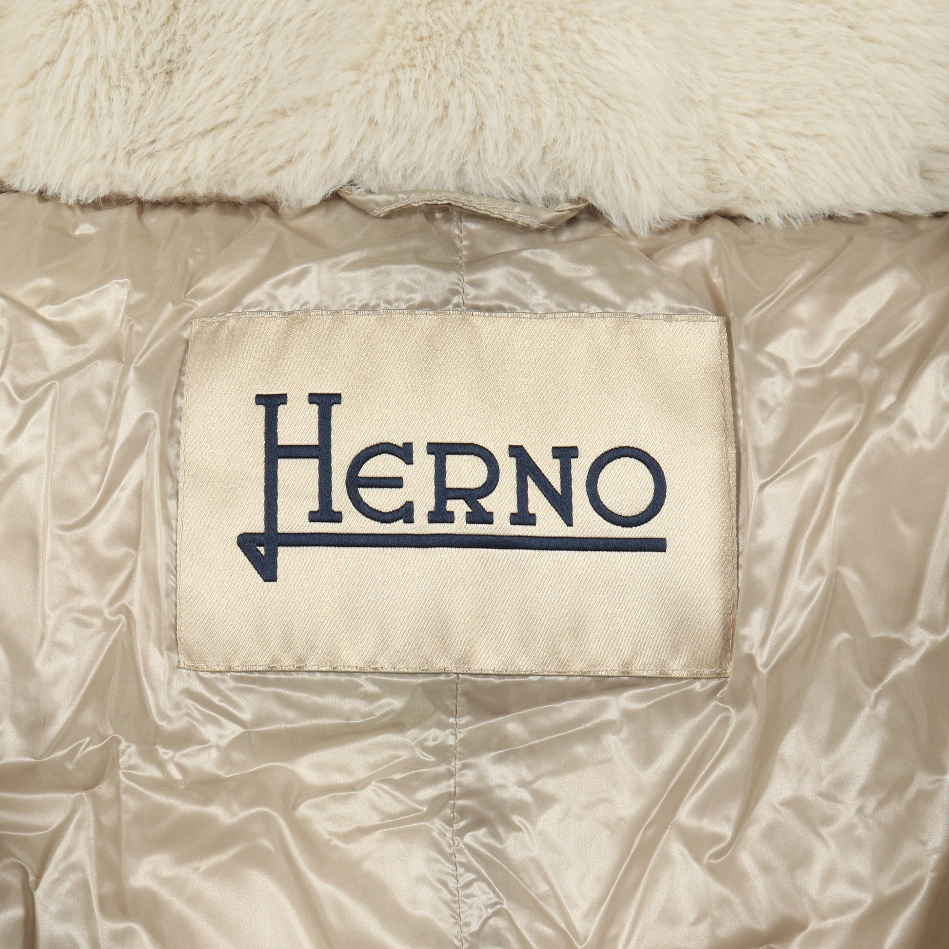エコファー ダウンジャケット ナイロン ベージュ 切替 ヘルノ アウター HERNO