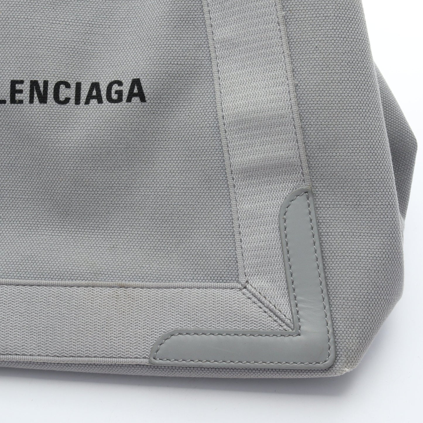 NAVY CABAS S ネイビーカバ ハンドバッグ トートバッグ キャンバス レザー グレー バレンシアガ バッグ BALENCIAGA