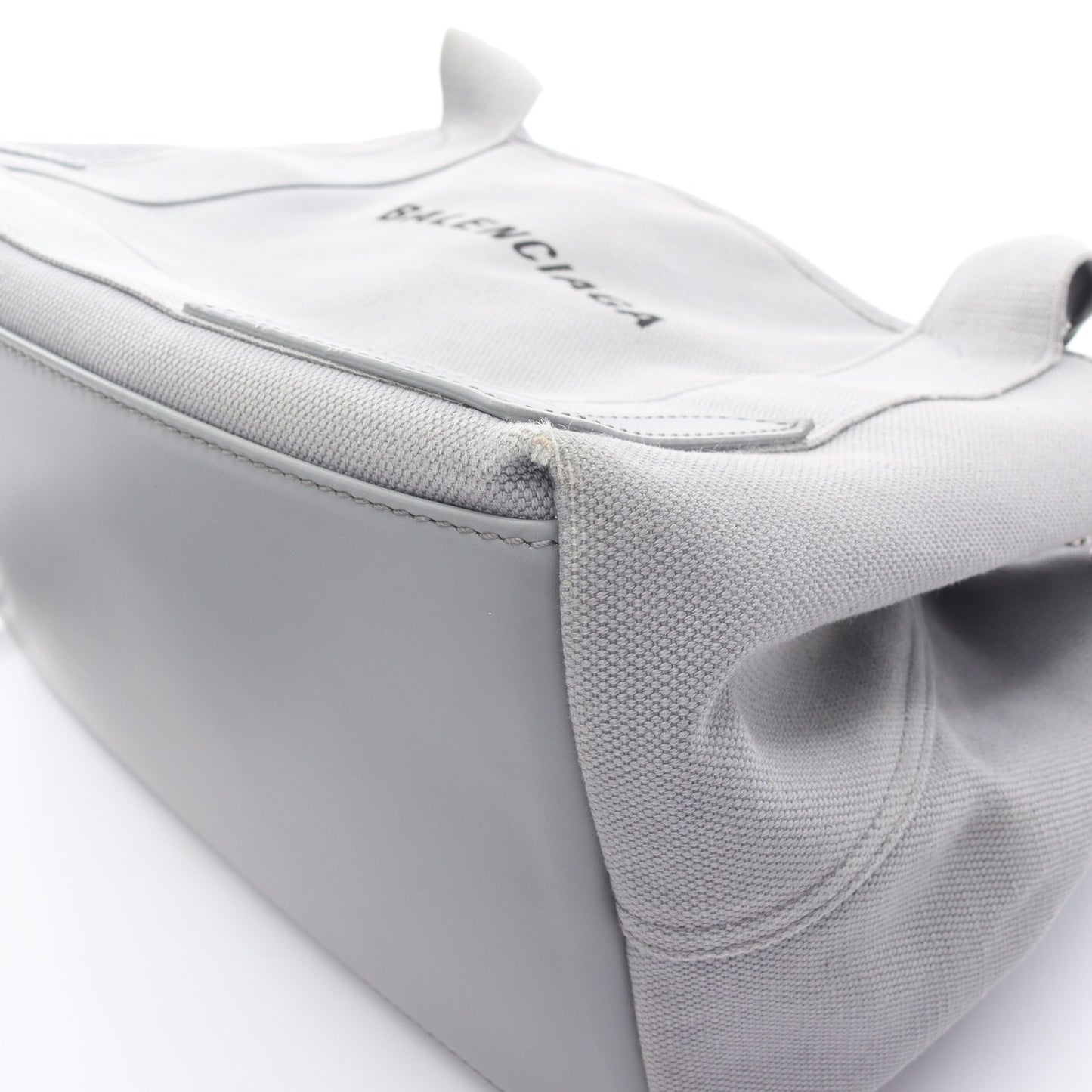 NAVY CABAS S ネイビーカバ ハンドバッグ トートバッグ キャンバス レザー グレー バレンシアガ バッグ BALENCIAGA