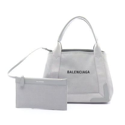 NAVY CABAS S ネイビーカバ ハンドバッグ トートバッグ キャンバス レザー グレー バレンシアガ バッグ BALENCIAGA