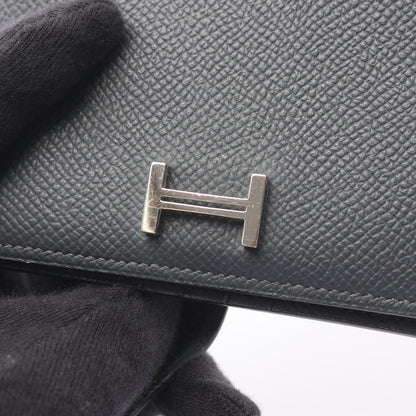 ベアンコンパクト グリミスティ 二つ折り財布 ヴォーエプソン ダークグレー シルバー金具 W刻印 エルメス 財布・小物 HERMES