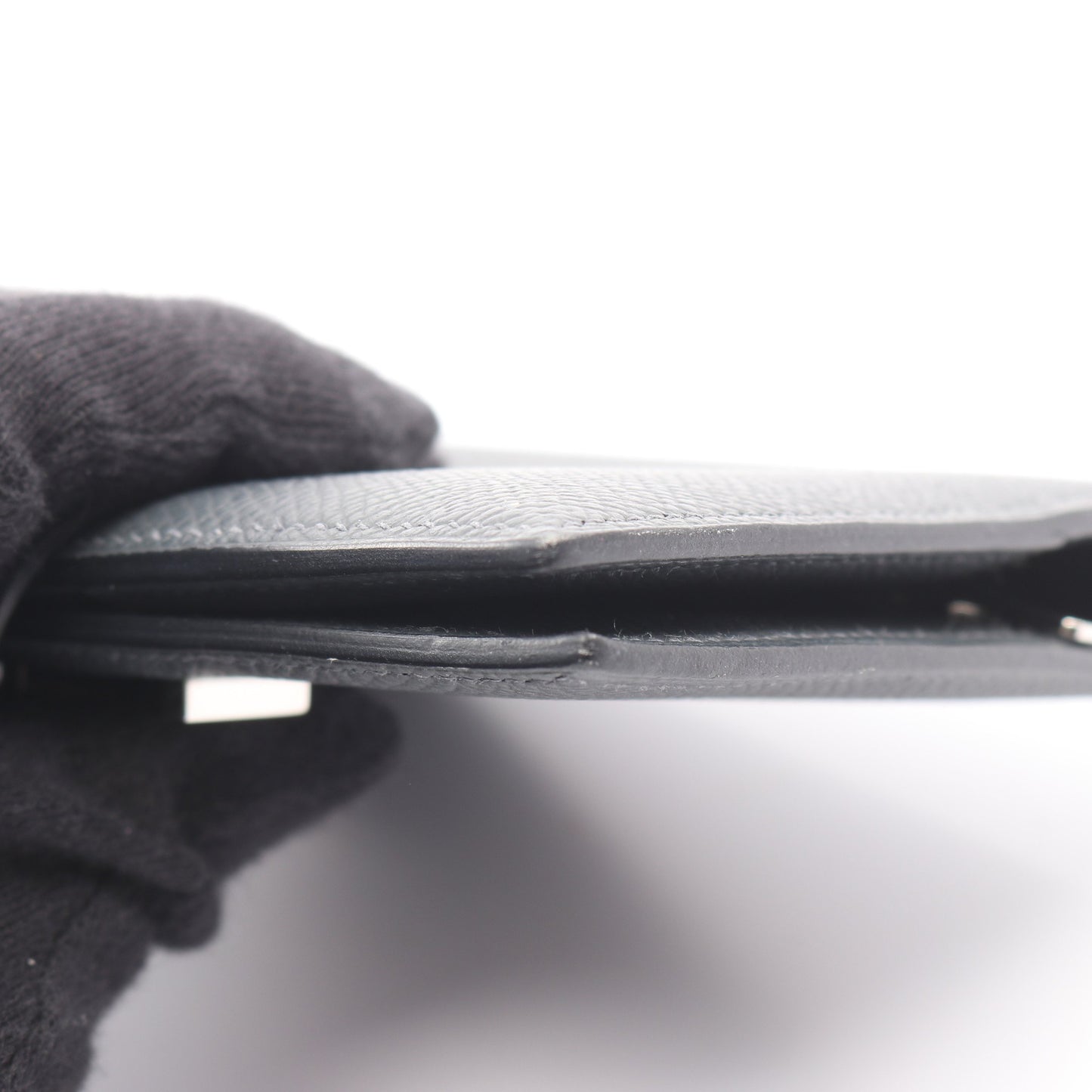 ベアンコンパクト グリミスティ 二つ折り財布 ヴォーエプソン ダークグレー シルバー金具 W刻印 エルメス 財布・小物 HERMES