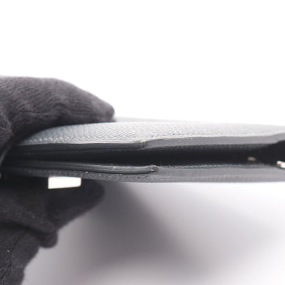ベアンコンパクト グリミスティ 二つ折り財布 ヴォーエプソン ダークグレー シルバー金具 W刻印 エルメス 財布・小物 HERMES