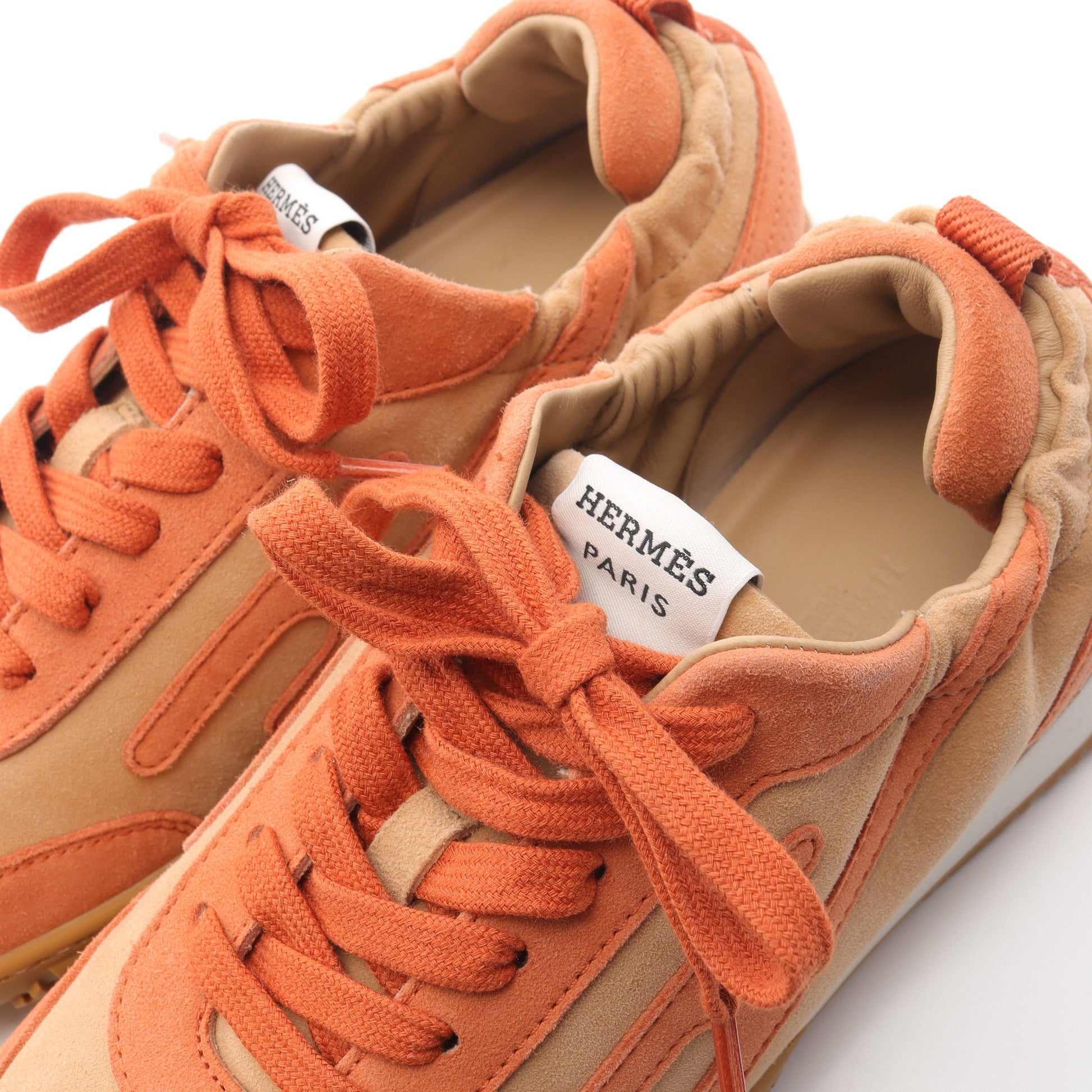 ジェット スニーカー スエード ベージュ オレンジ エルメス シューズ HERMES