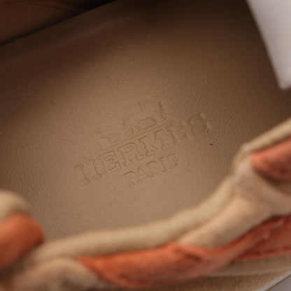 ジェット スニーカー スエード ベージュ オレンジ エルメス シューズ HERMES