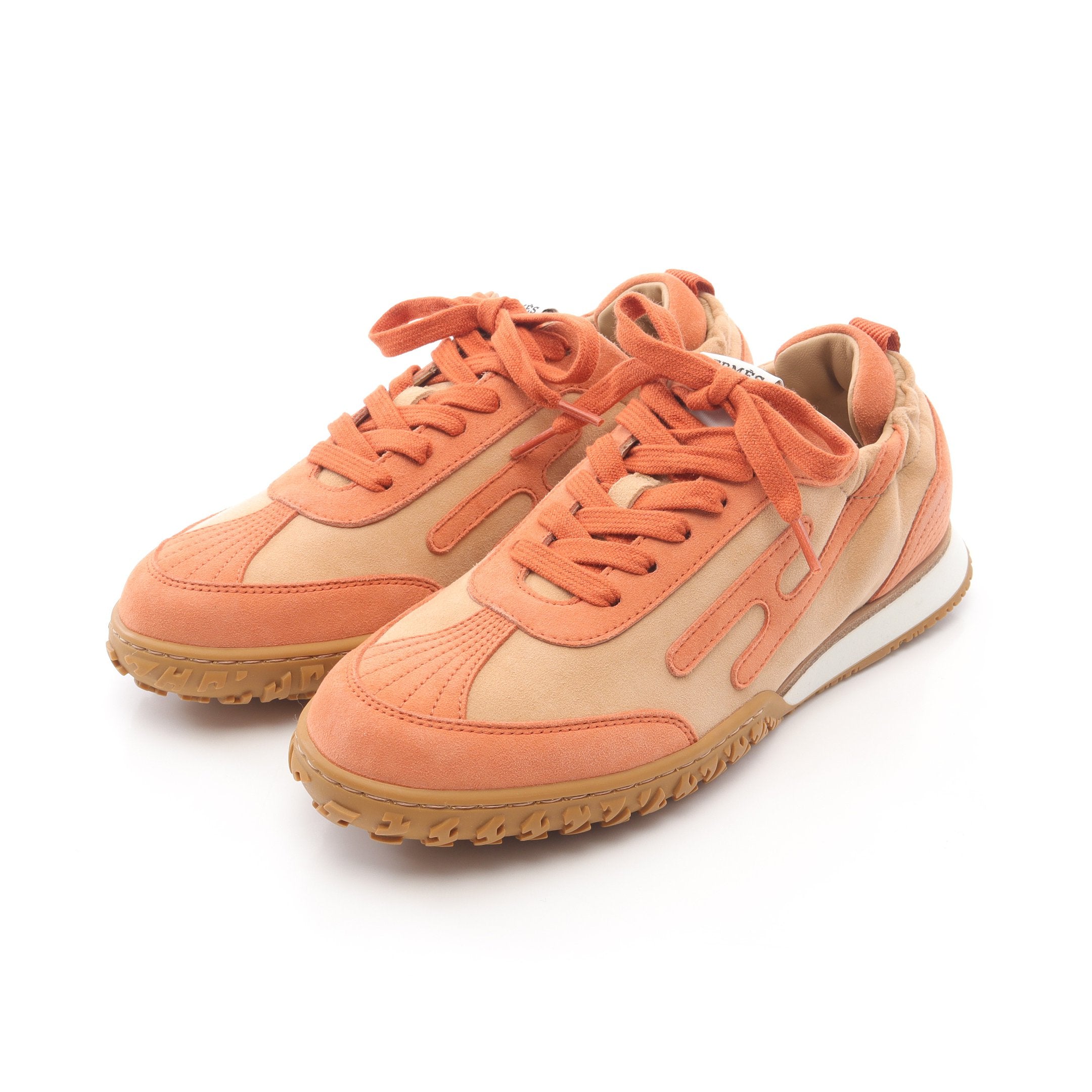 ジェット スニーカー スエード ベージュ オレンジ エルメス – RECLO