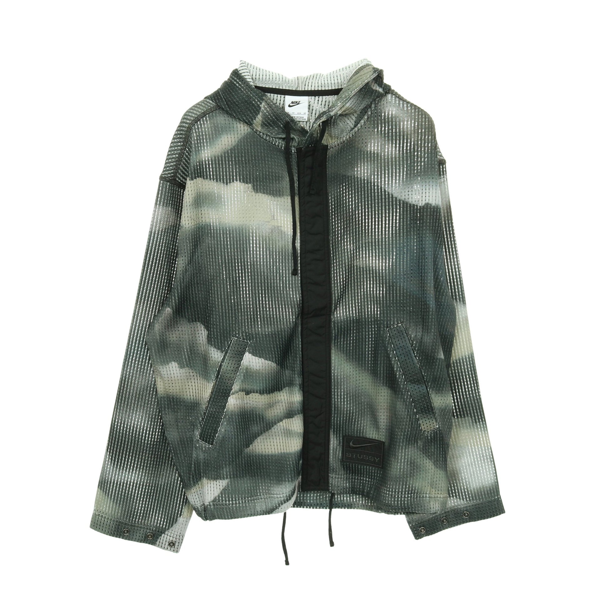 STUSSY × NIKE Mesh Hoodie ジップアップパーカー グレー マルチカラー 25AW ステューシー トップス STUSSY