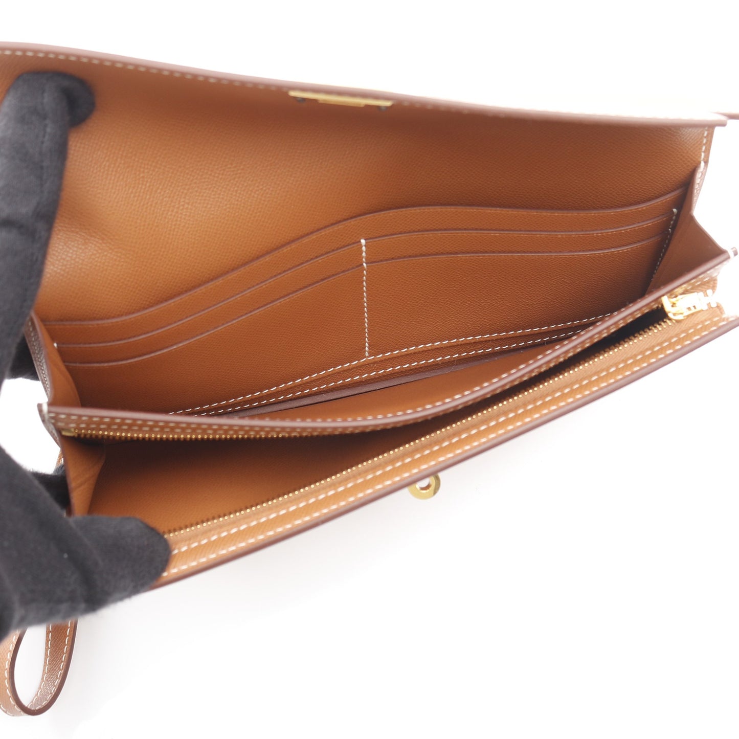 ケリーポケット ロング ゴールド 二つ折り長財布 ヴォーマダム ブラウン ゴールド金具 W刻印 エルメス 財布・小物 HERMES