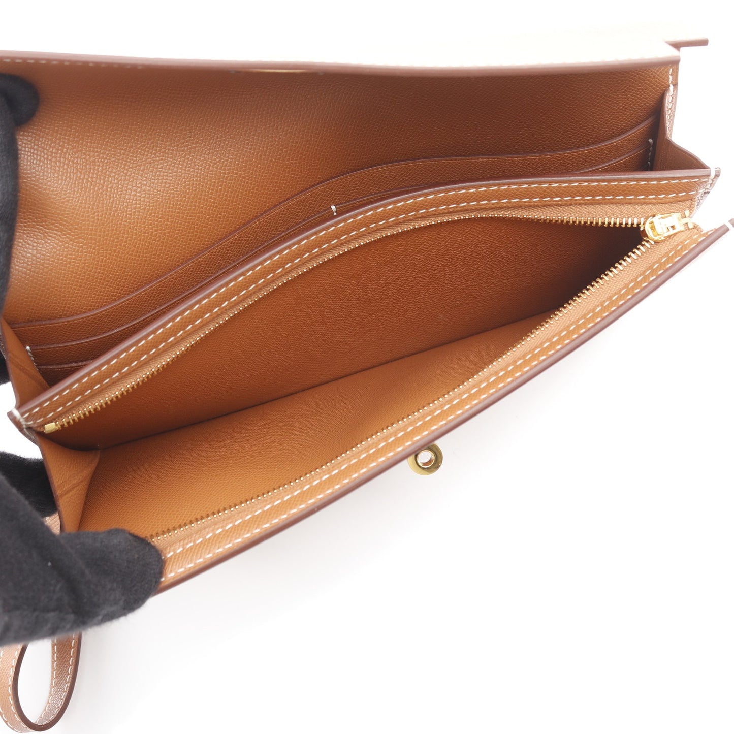 ケリーポケット ロング ゴールド 二つ折り長財布 ヴォーマダム ブラウン ゴールド金具 W刻印 エルメス 財布・小物 HERMES