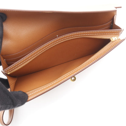 ケリーポケット ロング ゴールド 二つ折り長財布 ヴォーマダム ブラウン ゴールド金具 W刻印 エルメス 財布・小物 HERMES