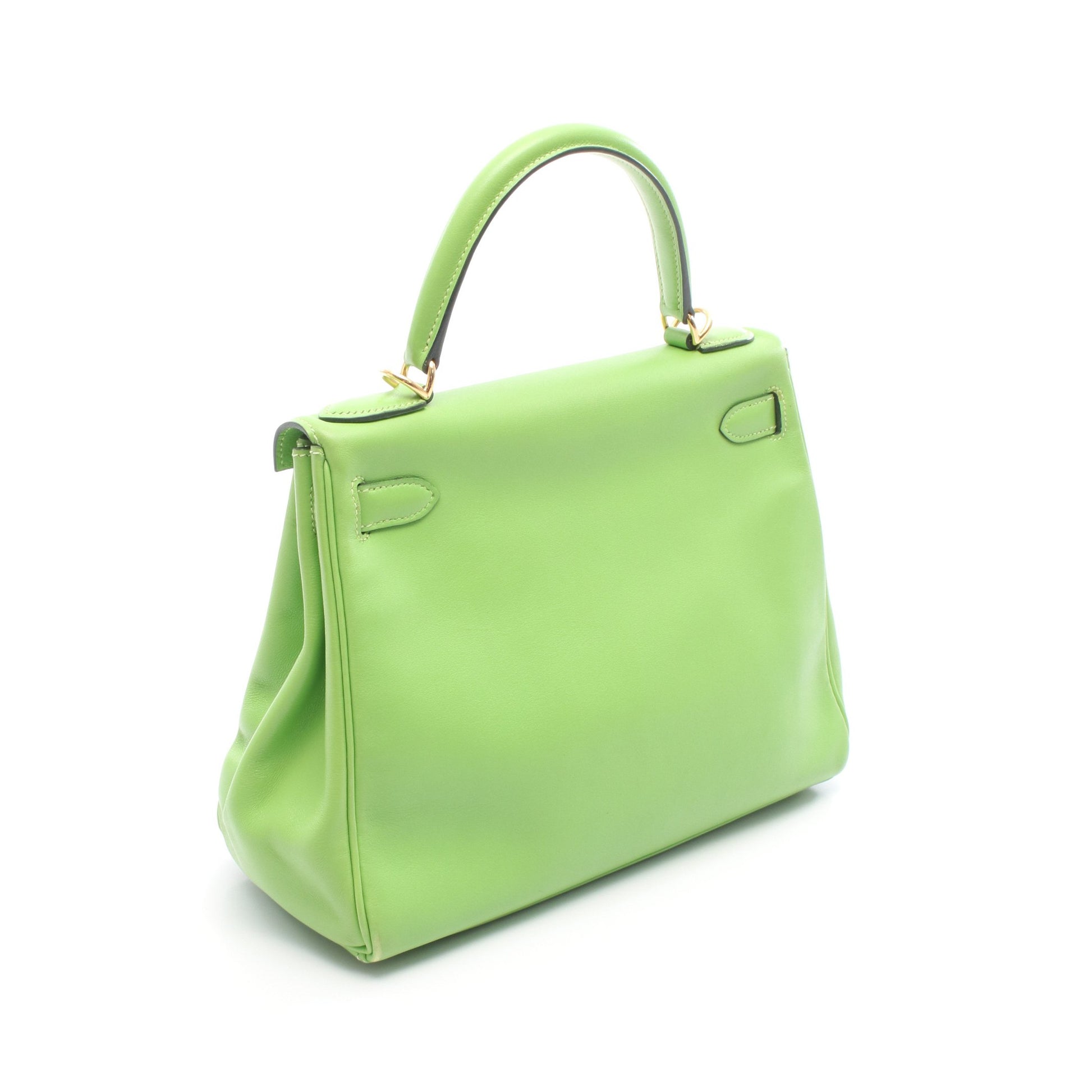 ケリー28 ハンドバッグ ヴォーガリバー イエローグリーン ゴールド金具 内縫い 2WAY □F刻印 エルメス バッグ HERMES