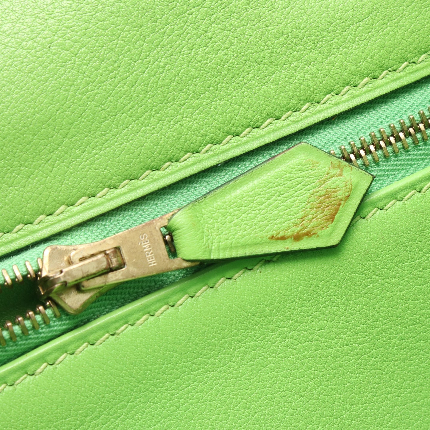 ケリー28 ハンドバッグ ヴォーガリバー イエローグリーン ゴールド金具 内縫い 2WAY □F刻印 エルメス バッグ HERMES