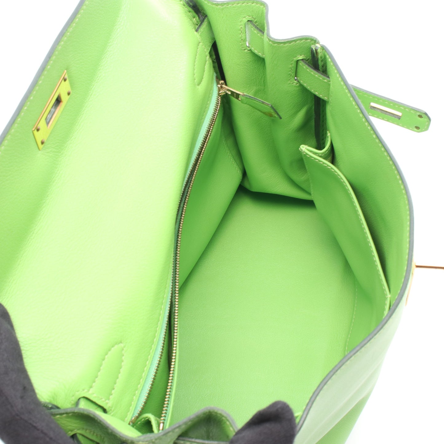 ケリー28 ハンドバッグ ヴォーガリバー イエローグリーン ゴールド金具 内縫い 2WAY □F刻印 エルメス バッグ HERMES
