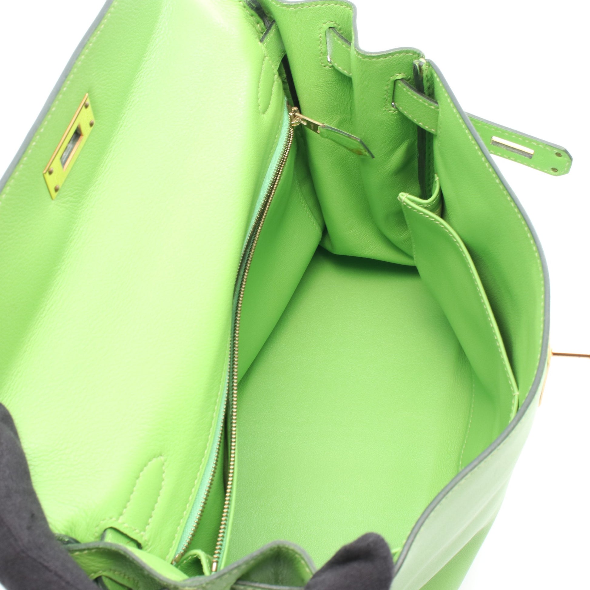 ケリー28 ハンドバッグ ヴォーガリバー イエローグリーン ゴールド金具 内縫い 2WAY □F刻印 エルメス バッグ HERMES