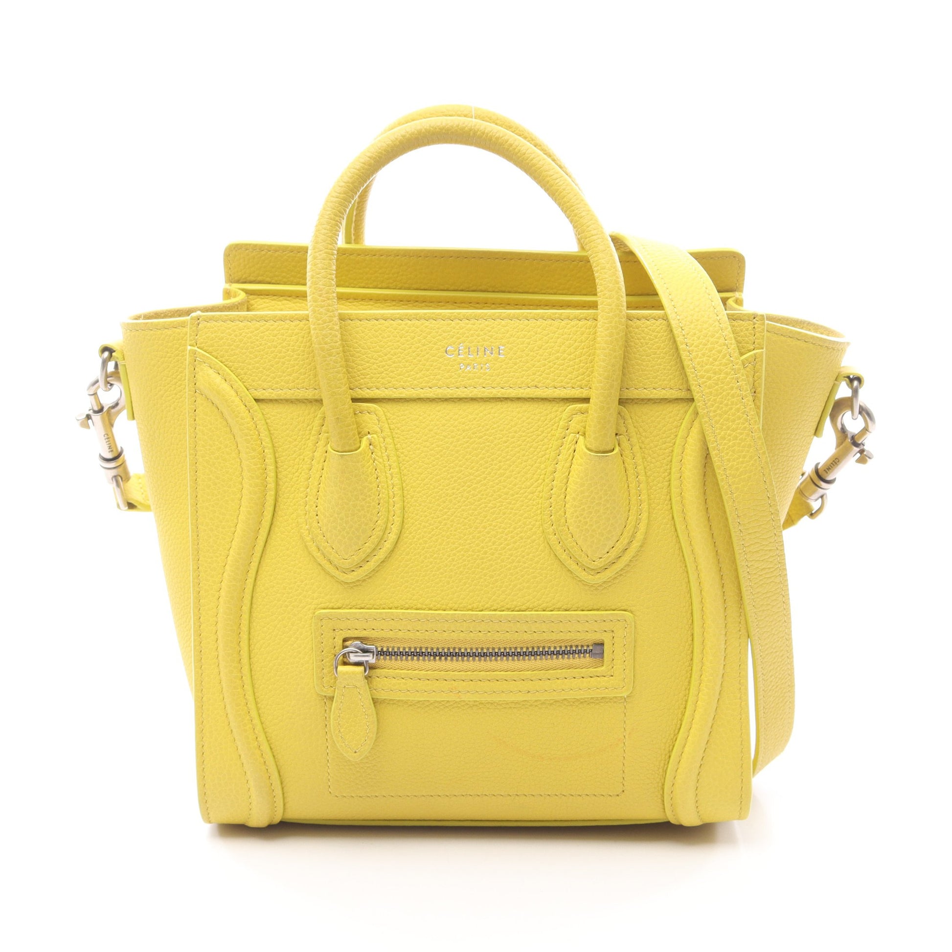 ラゲージ ナノショッパー ハンドバッグ レザー イエロー 2WAY セリーヌ バッグ CELINE