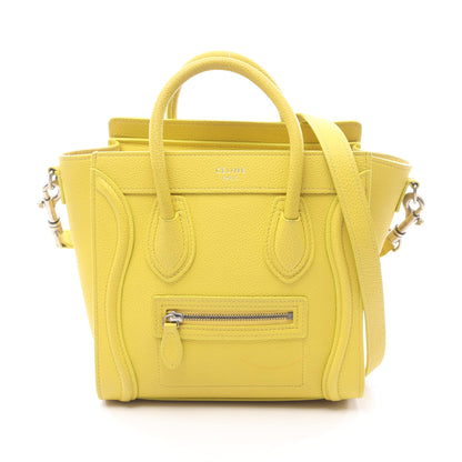 ラゲージ ナノショッパー ハンドバッグ レザー イエロー 2WAY セリーヌ バッグ CELINE