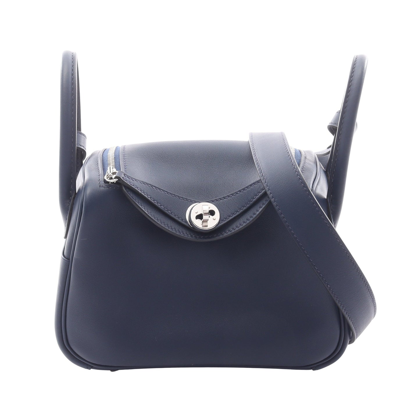 リンディ ミニ ブルーサフィール ショルダーバッグ ヴォースイフト ネイビー シルバー金具 W刻印 エルメス バッグ HERMES