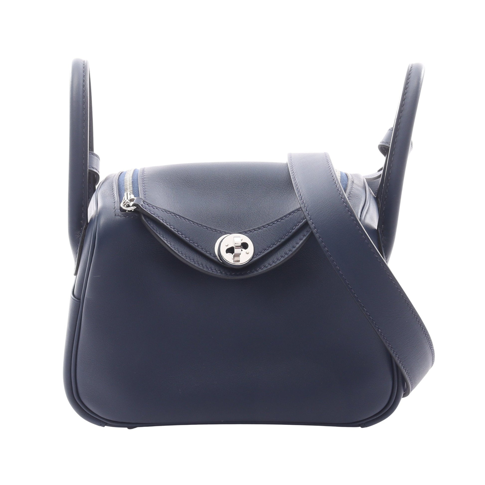 リンディ ミニ ブルーサフィール ショルダーバッグ ヴォースイフト ネイビー シルバー金具 W刻印 エルメス バッグ HERMES