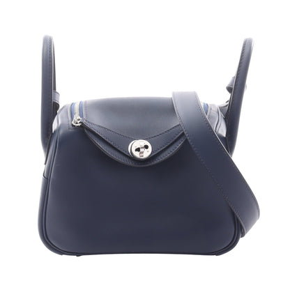 リンディ ミニ ブルーサフィール ショルダーバッグ ヴォースイフト ネイビー シルバー金具 W刻印 エルメス バッグ HERMES