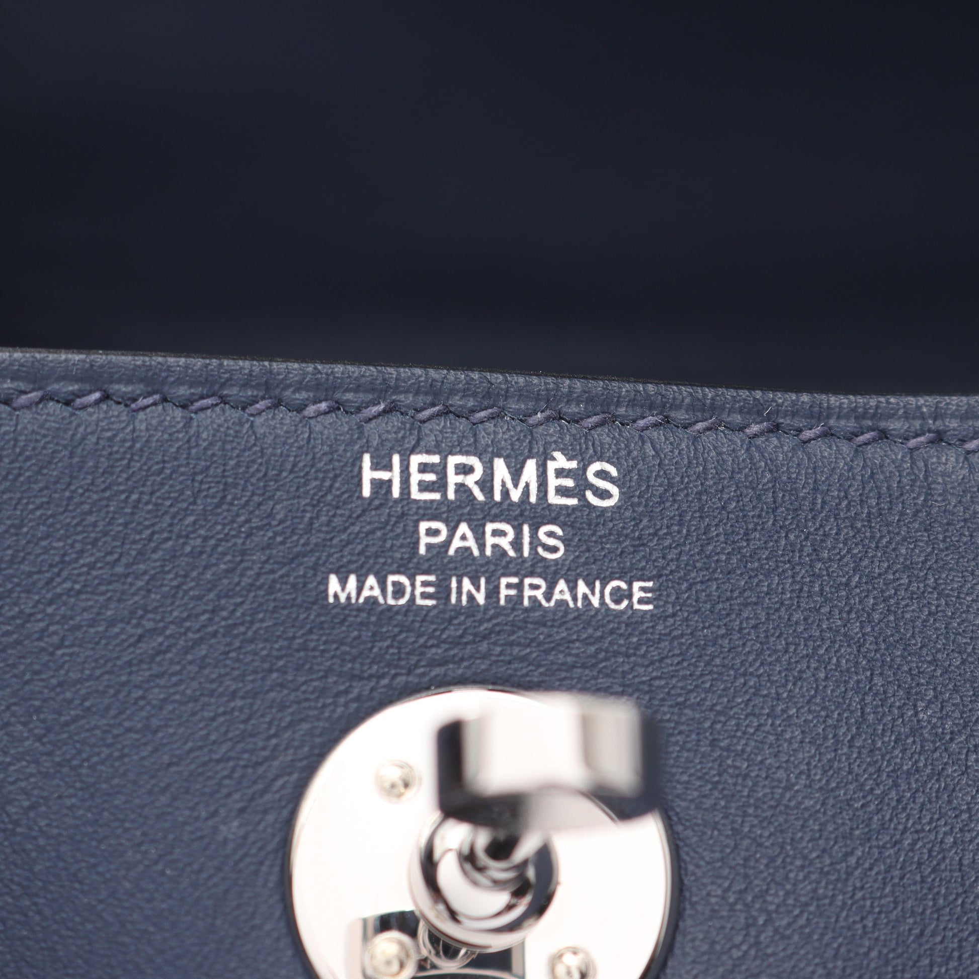 リンディ ミニ ブルーサフィール ショルダーバッグ ヴォースイフト ネイビー シルバー金具 W刻印 エルメス バッグ HERMES