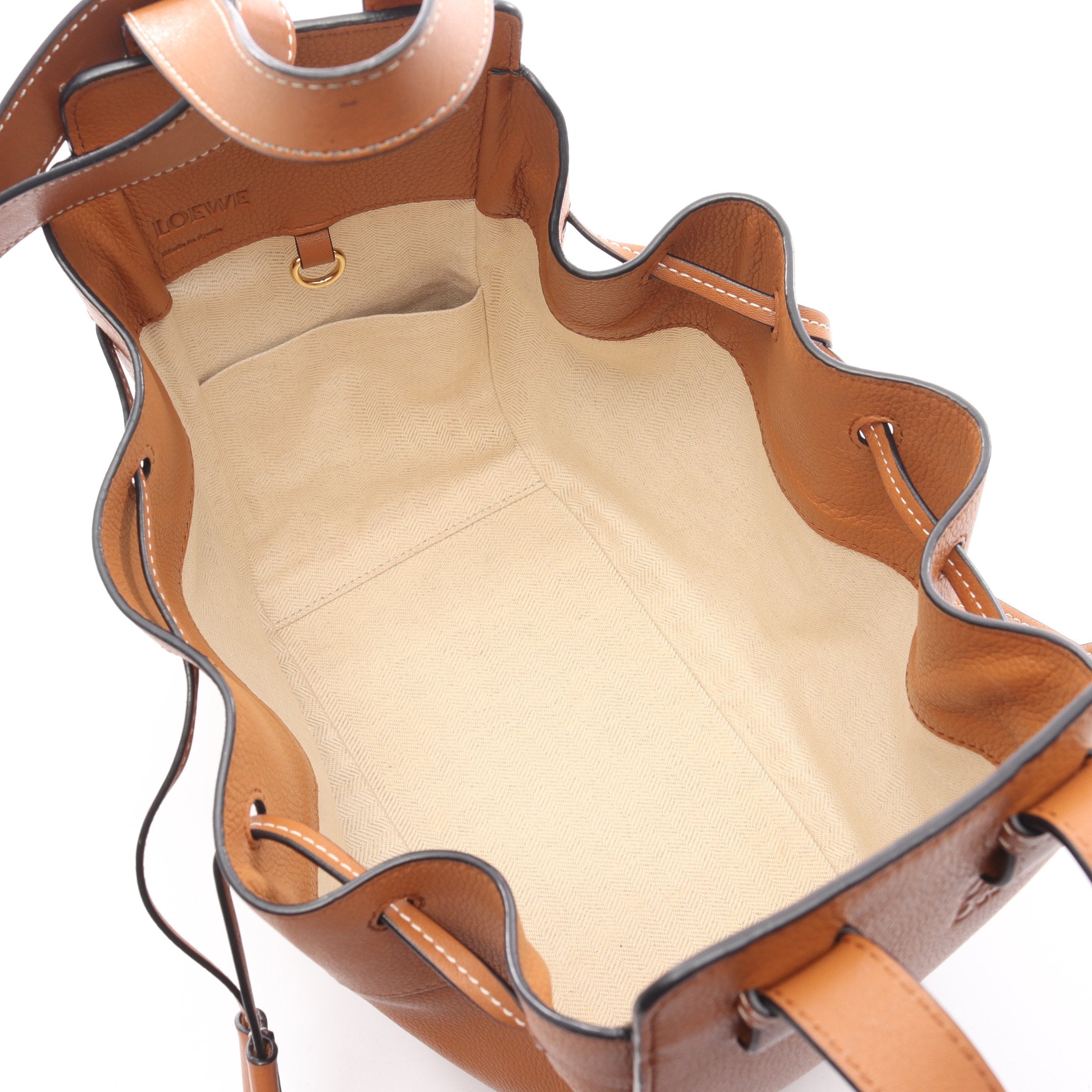 ハンモック ドローストリングバッグ スモール ハンドバッグ レザー