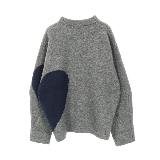 pattern knit ハート プルオーバー ニット クルーネック グレー ネイビー ンニット トップス NKNIT