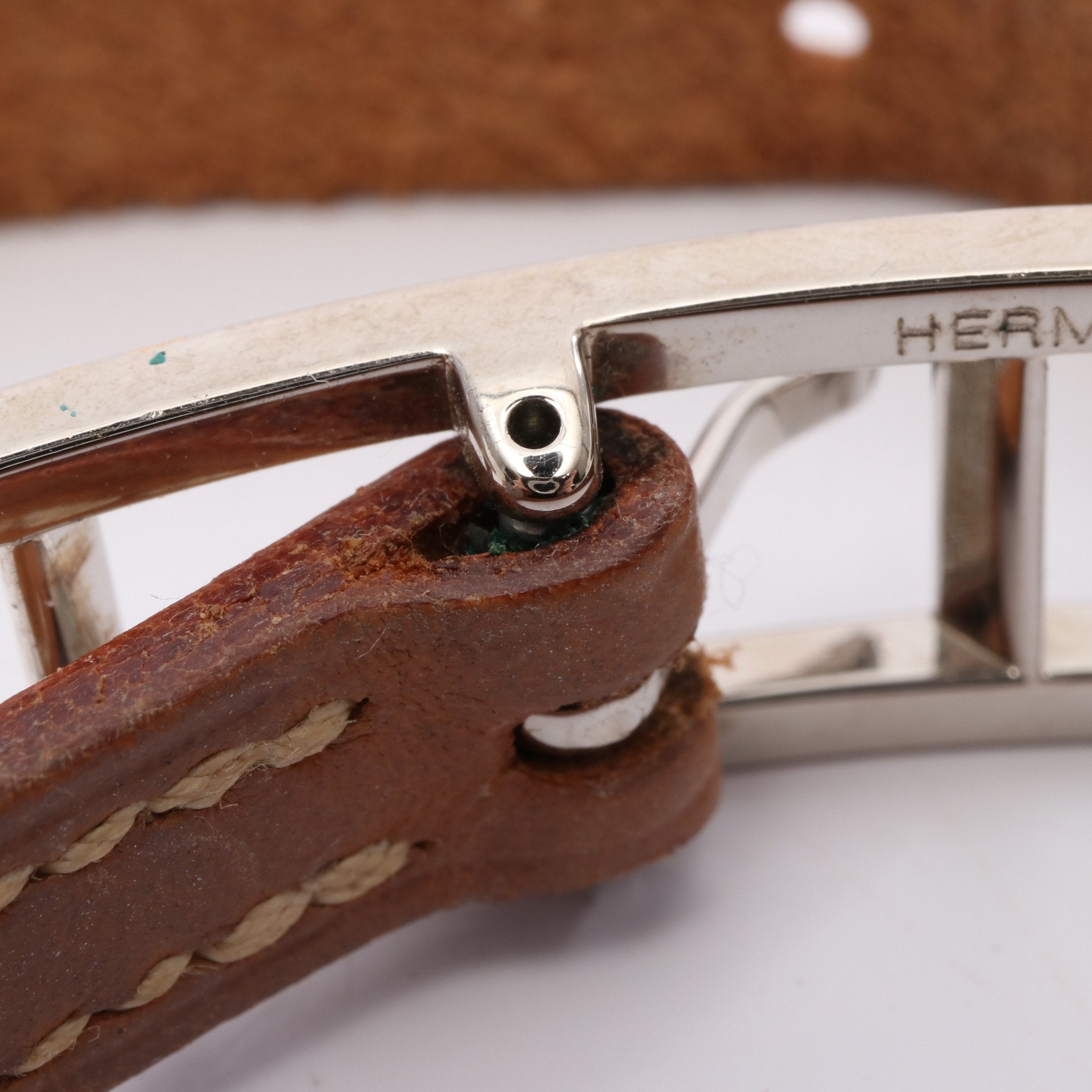 アピ1 ブレスレット レザー シルバー ブラウン エルメス – RECLO