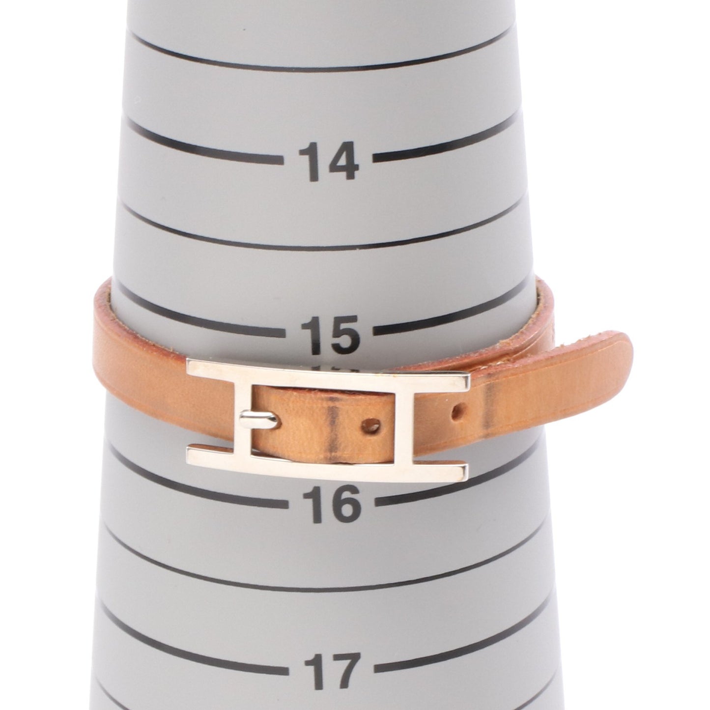 アピ1 ブレスレット レザー シルバー ブラウン エルメス アクセサリー HERMES