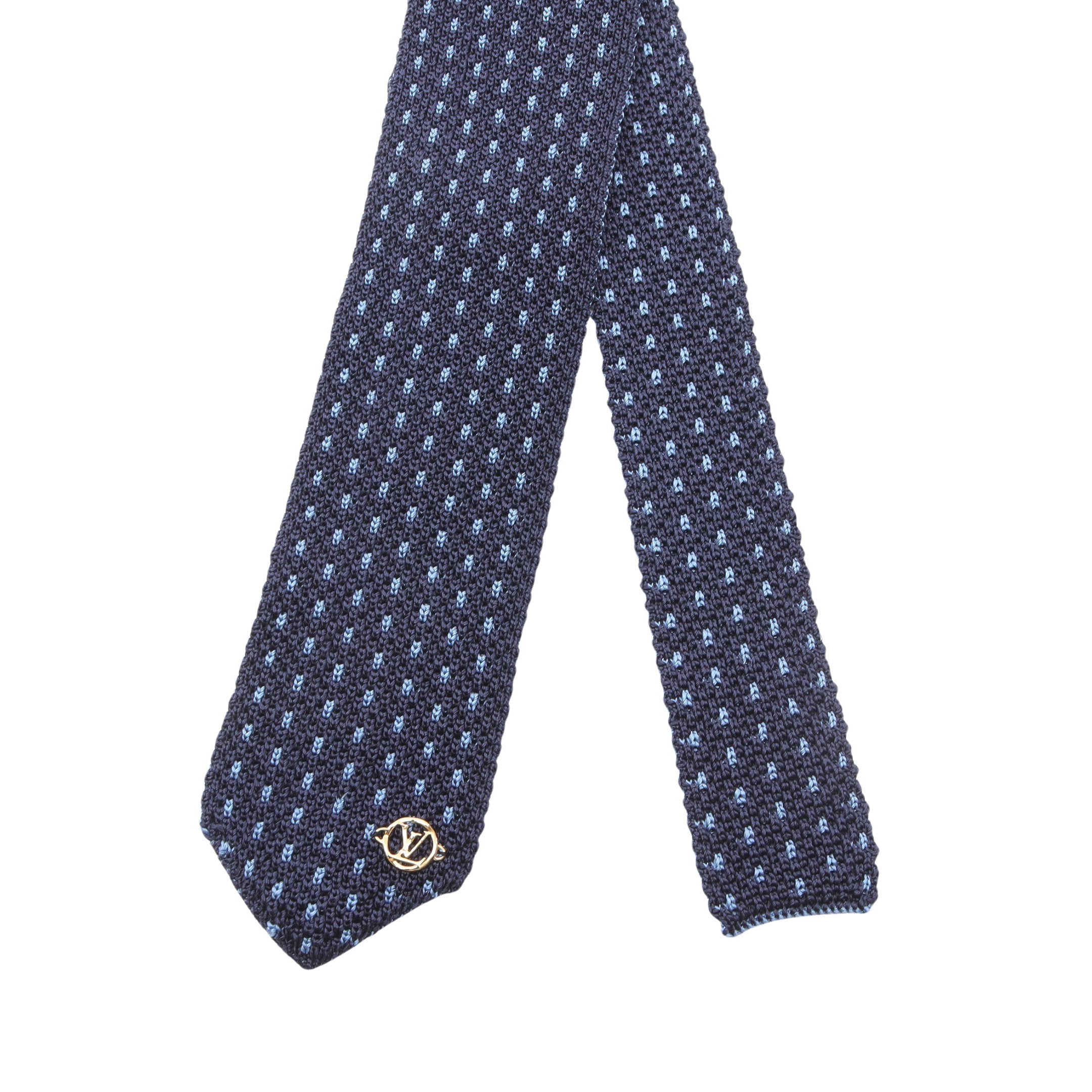 ニット ネクタイ シルク ネイビー ブルー ルイヴィトン – RECLO