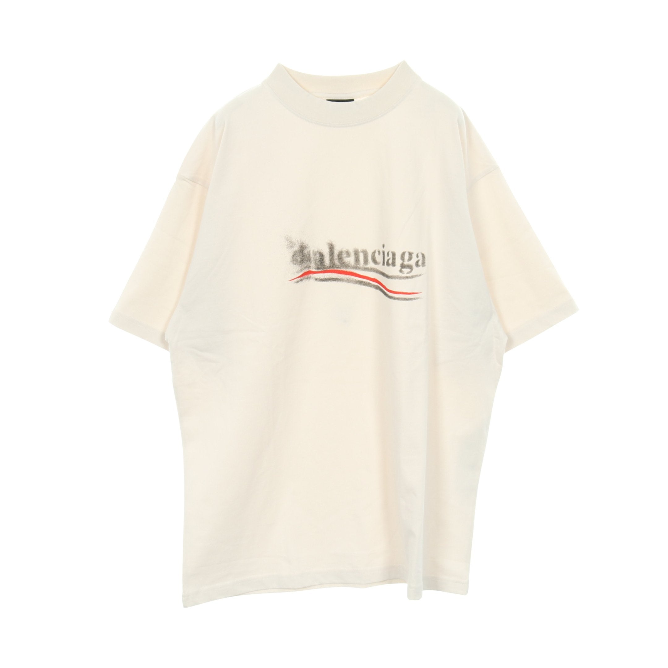 Political Stencil Tシャツ クルーネック 半袖 コットン オフホワイト