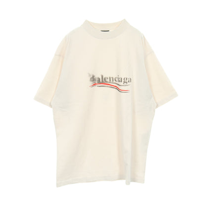Political Stencil Tシャツ クルーネック 半袖 コットン オフホワイト バレンシアガ トップス BALENCIAGA