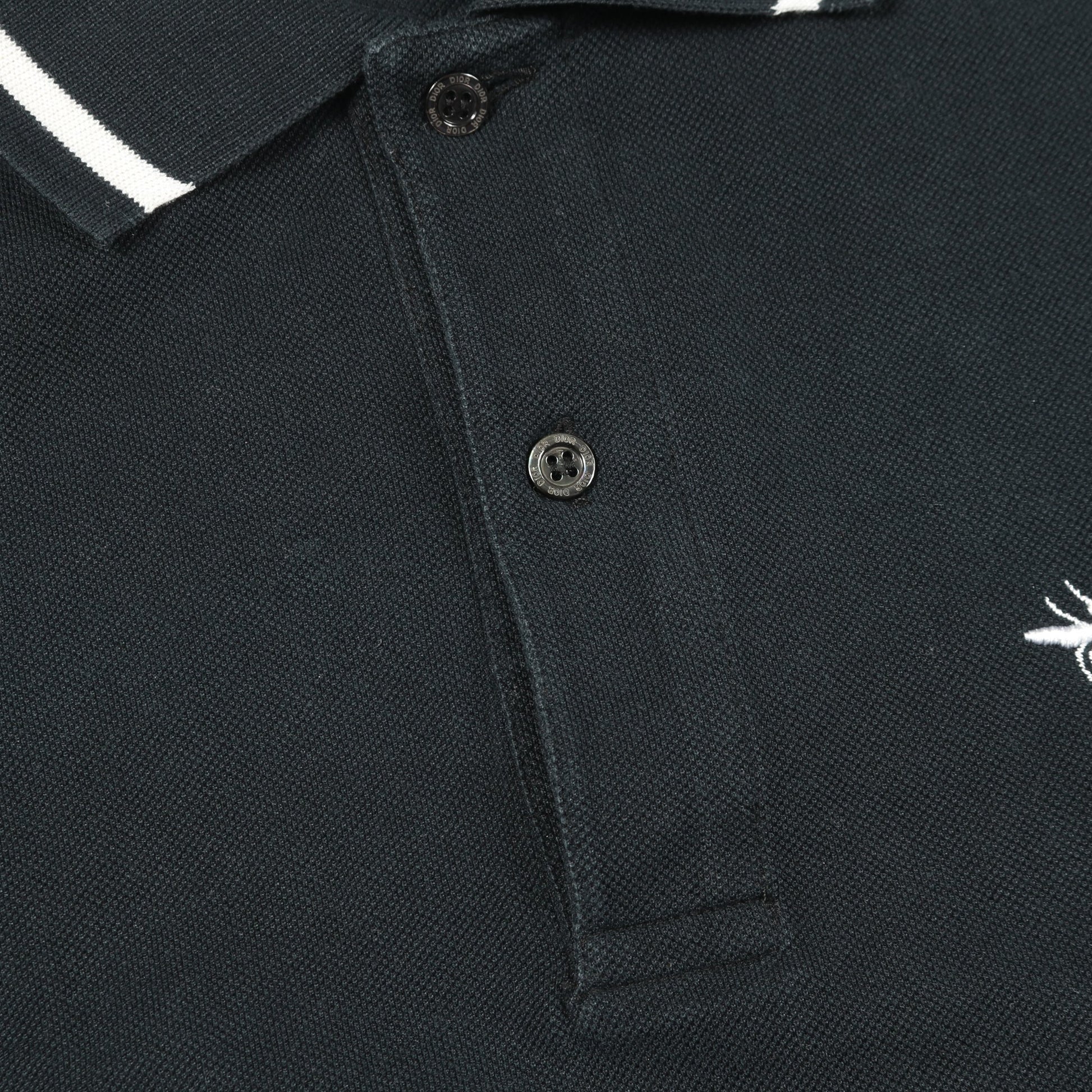 BEE刺繍 ポロシャツ 半袖 コットン ブラック ディオールオム トップス Dior HOMME