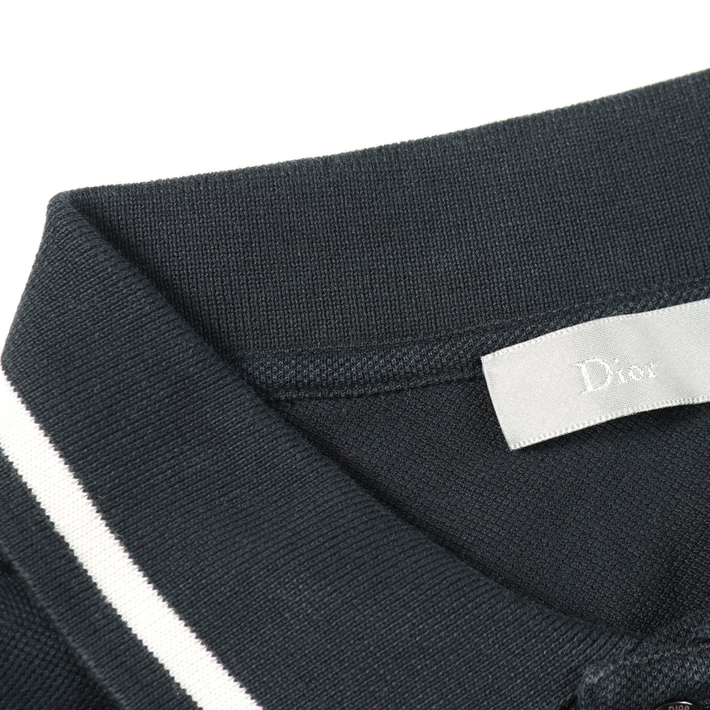 BEE刺繍 ポロシャツ 半袖 コットン ブラック ディオールオム トップス Dior HOMME