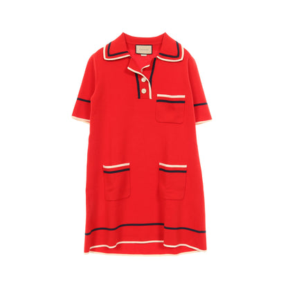 ポロドレス ニットワンピース コットン シルク レッド 22AW グッチ ワンピース GUCCI